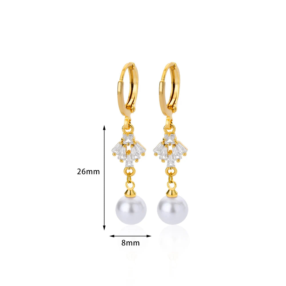 ✨ Gold-Plated Butterfly Zircon & Pearl Drop Earrings – Stainless Steel Luxury Jewelry for Women | Aesthetic Gift 2023