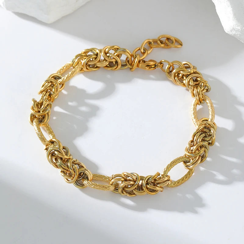 EILIECK 316L Stainless Steel Twisted Bracelet Bangle for Women – Trendy 18K Gold Plated, Waterproof Chain Jewelry, Party & Gift