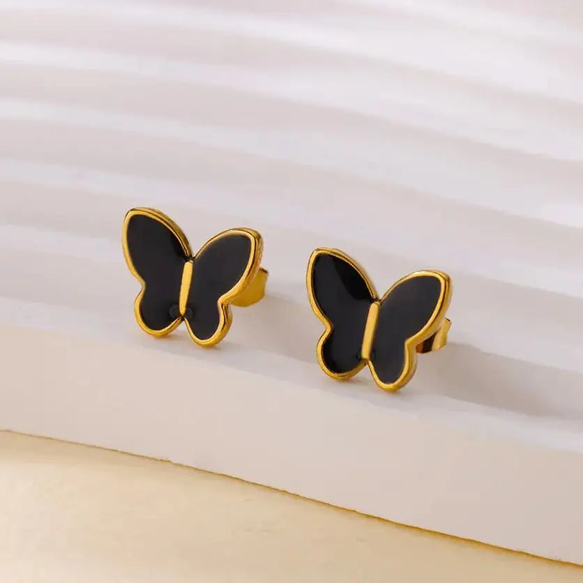 ✨ Elegant White Butterfly Stud Earrings – Stainless Steel Jewelry for Women | Aesthetic Wedding & Gift Accessory