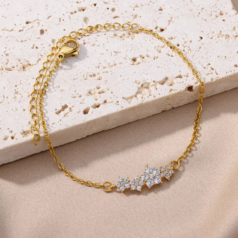 β¨ Crystal Zircon Star Bracelet for Women | Gold Plated Stainless Steel Charm | Trendy Wedding & Party Jewelry Gift