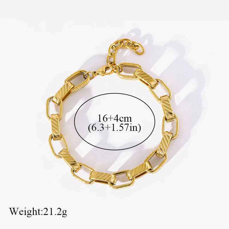 EILIECK 316L Stainless Steel Twisted Bracelet Bangle for Women – Trendy 18K Gold Plated, Waterproof Chain Jewelry, Party & Gift