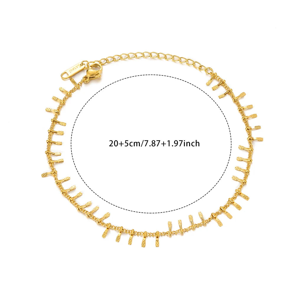 ✨ 316L Stainless Steel Anklet for Women | Gold Geometric Adjustable Chain | Summer Beach Wedding Jewelry Gift