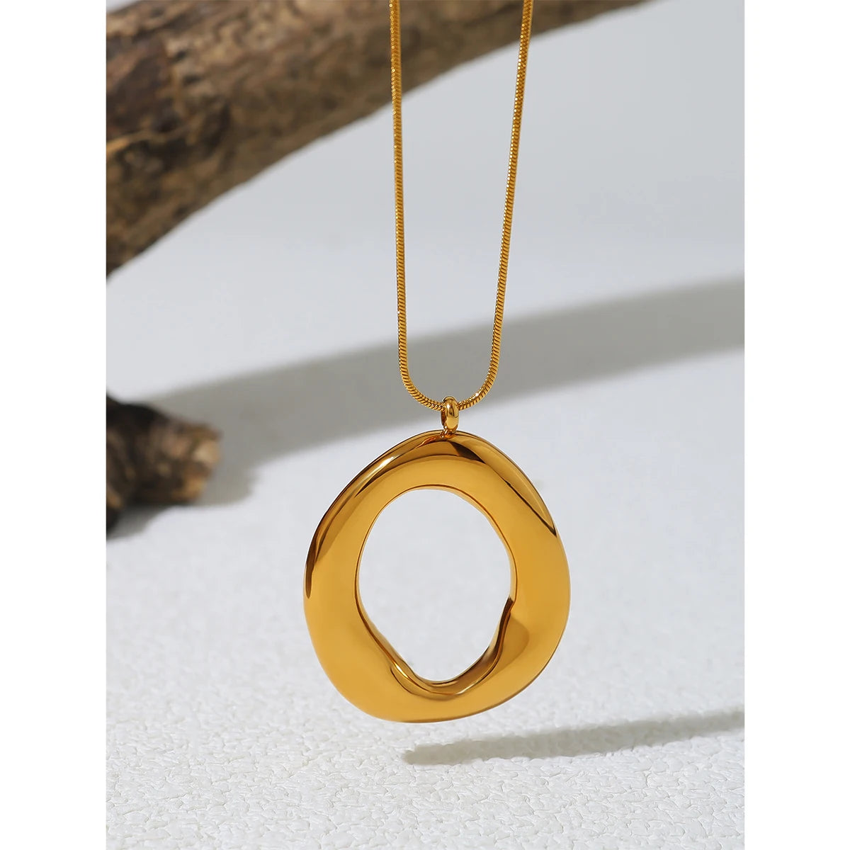 ✨ WILD & FREE Stainless Steel Irregular Pendant Necklace for Women | Snake Bone Chain | 18K Gold Plated Trendy Jewelry