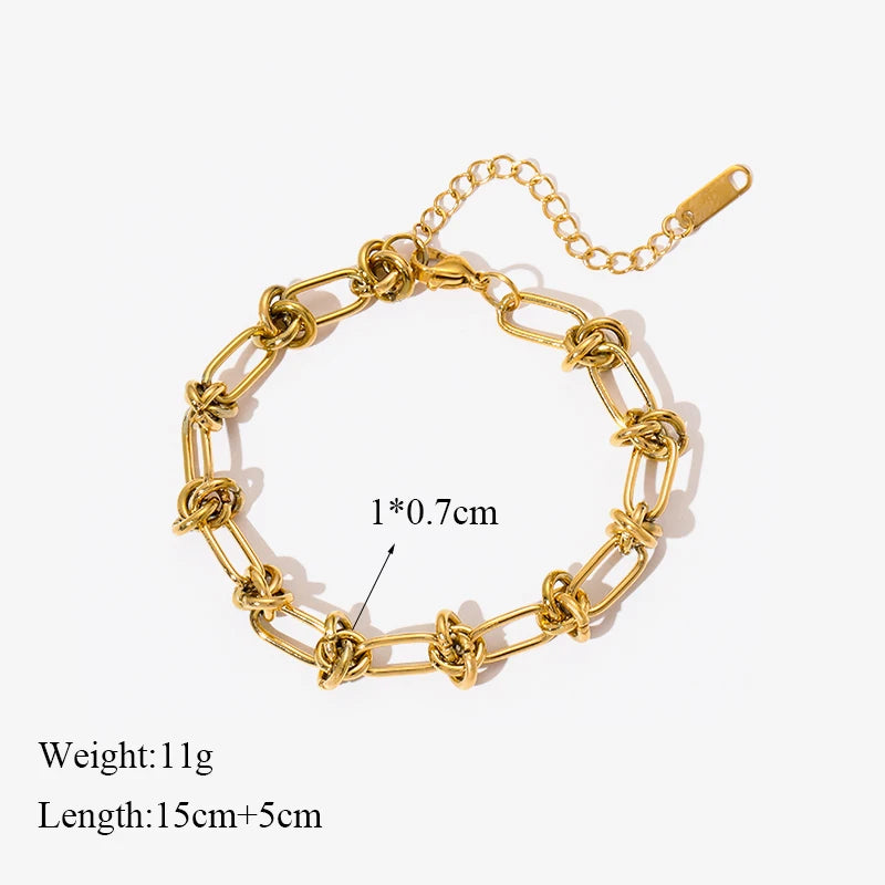EILIECK 316L Stainless Steel Twisted Bracelet Bangle for Women – Trendy 18K Gold Plated, Waterproof Chain Jewelry, Party & Gift