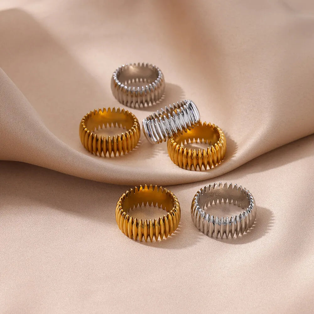 Vintage Gold Bullet Ring – Stainless Steel Geometric Punk Style Jewelry for Women