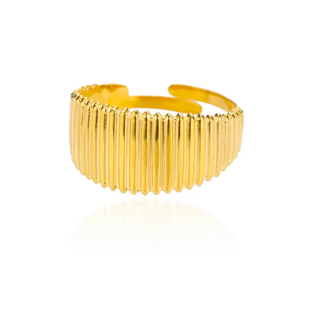 Irregular Square Zircon Ring – Gold Plated Stainless Steel Adjustable Wedding & Party Jewelry for Women