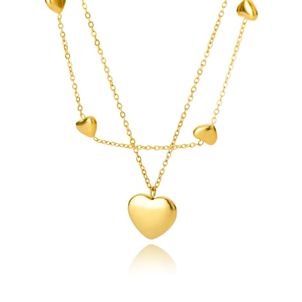 ✨ Stainless Steel Love Heart Pendant Necklace for Women – 2025 Trendy Lip Chain Jewelry | Minimalist Gift with Free Shipping