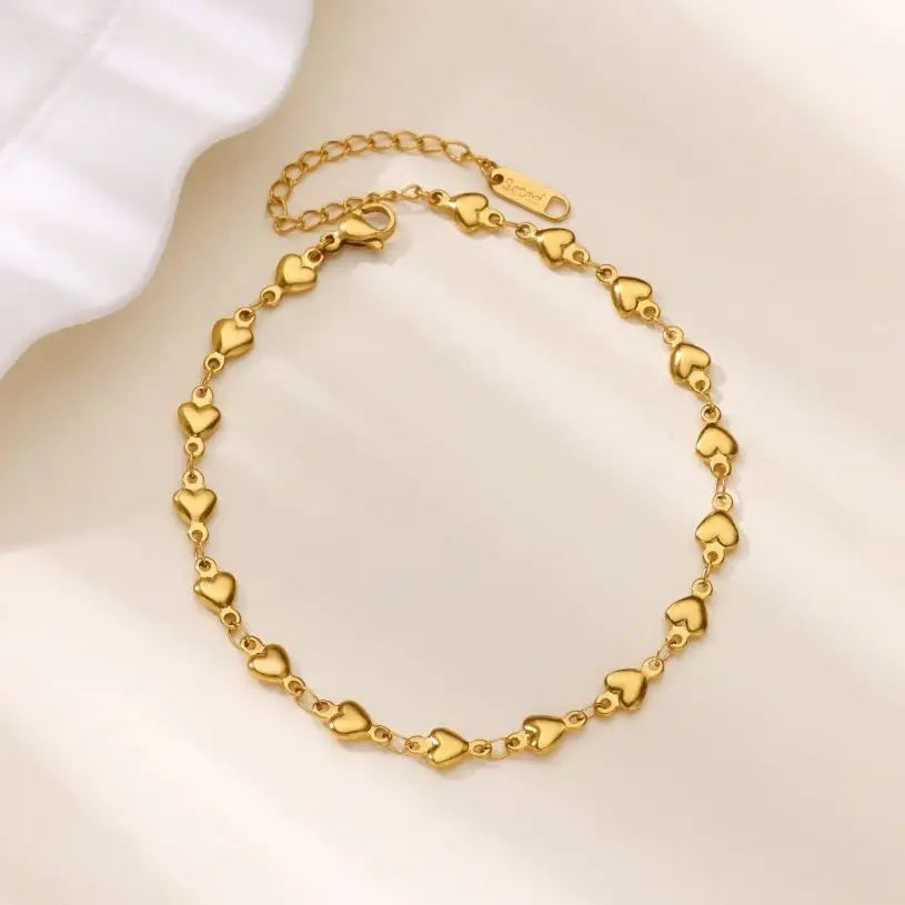 ❤️ Stainless Steel Heart Bracelet for Women | Gold Color Geometric Link Chain | Waterproof Fashion Jewelry Gift