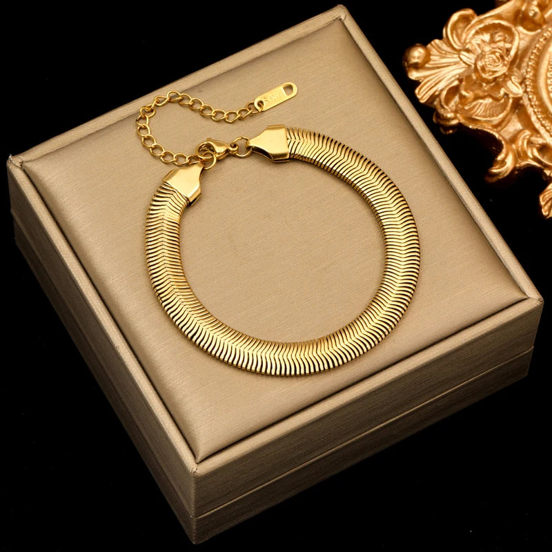EILIECK 316L Stainless Steel Twisted Bracelet Bangle for Women – Trendy 18K Gold Plated, Waterproof Chain Jewelry, Party & Gift