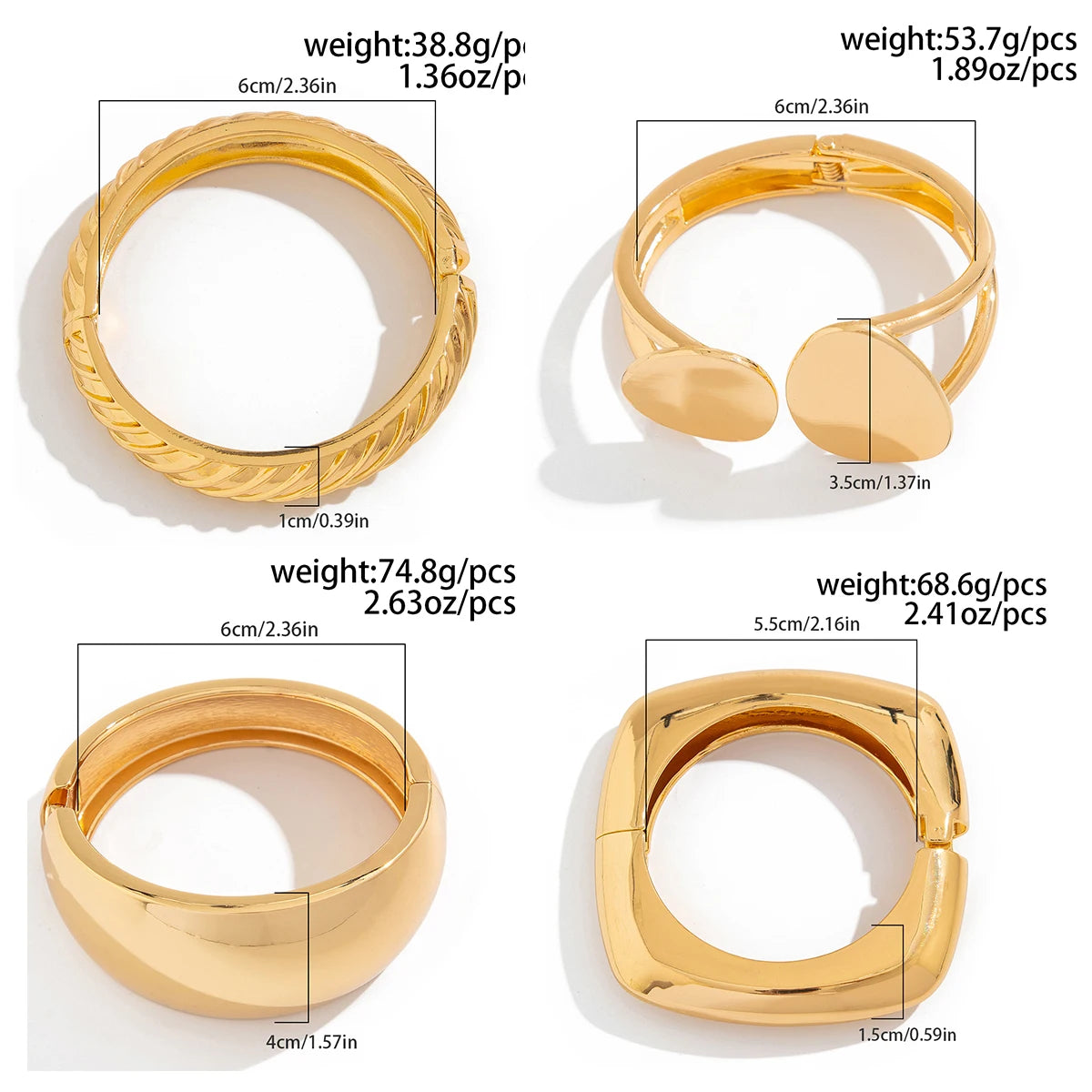 Ingemark Exaggerated Punk Chunky Spring Bangles – Heavy Metal Hip Hop Gold Arm Bracelet | Steampunk Jewelry for Men & Women