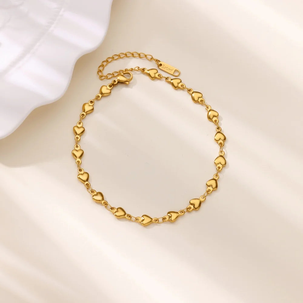 ❤️ Stainless Steel Heart Bracelet for Women | Gold Color Geometric Link Chain | Waterproof Fashion Jewelry Gift