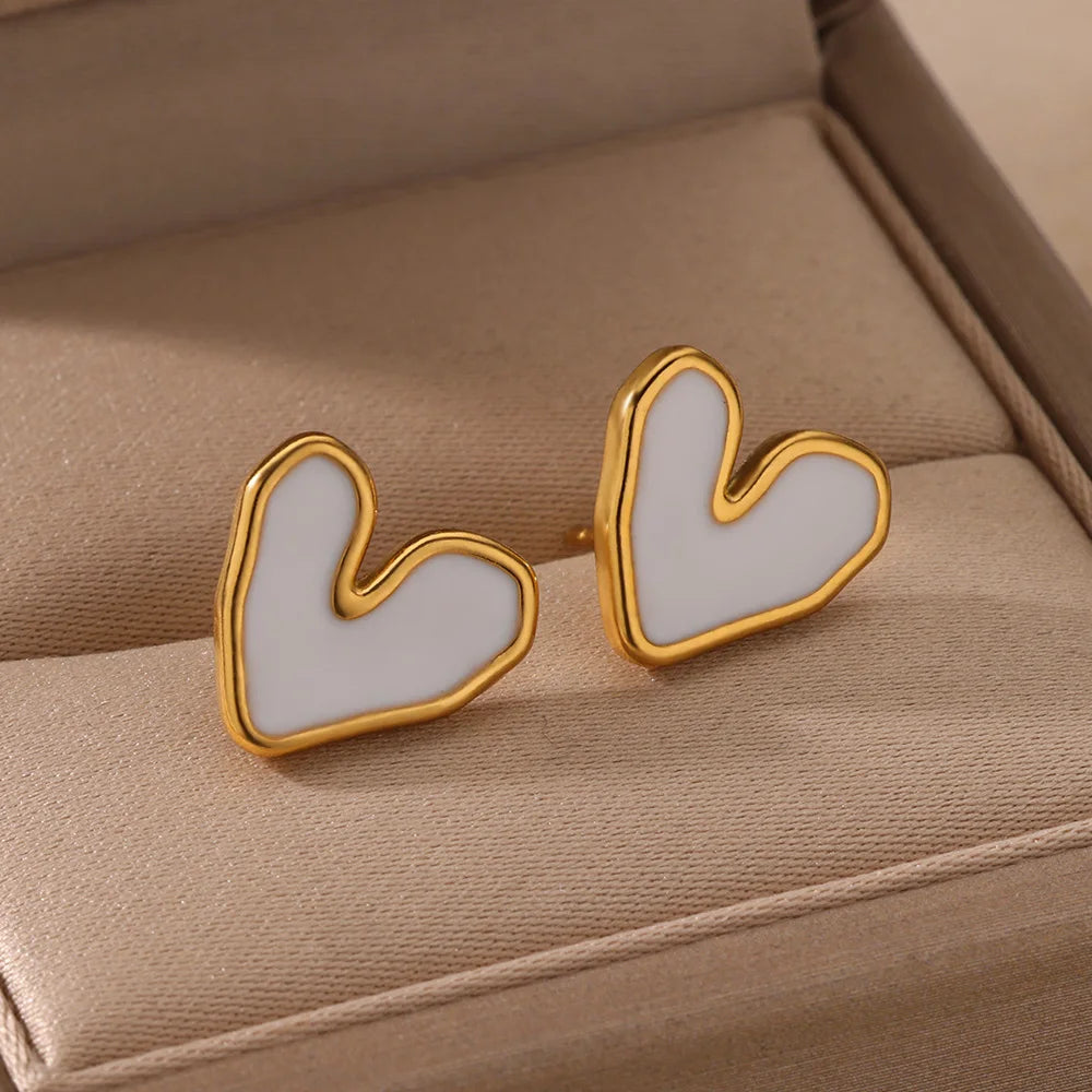 ❤️ Minimalist Heart Stud Earrings for Women | Stainless Steel Aesthetic Jewelry | Wedding & Christmas Gift Accessories