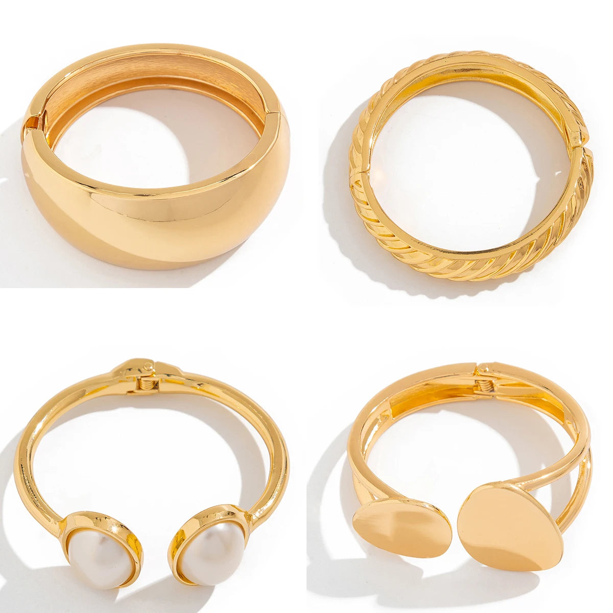 Ingemark Exaggerated Punk Chunky Spring Bangles – Heavy Metal Hip Hop Gold Arm Bracelet | Steampunk Jewelry for Men & Women