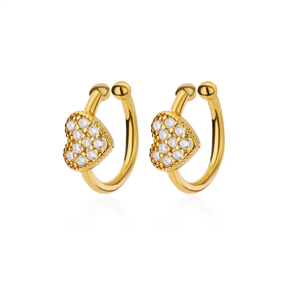 ✨ Hollow Zircon Heart Earrings for Women – Gold Stainless Steel Luxury Studs | Wedding, Couple & Gift Jewelry