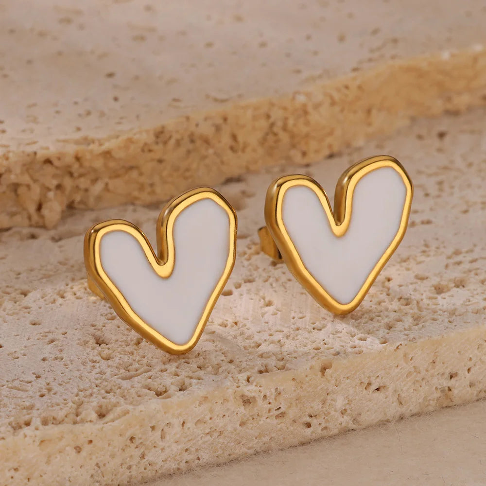 ❤️ Minimalist Heart Stud Earrings for Women | Stainless Steel Aesthetic Jewelry | Wedding & Christmas Gift Accessories