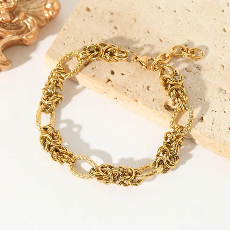 EILIECK 316L Stainless Steel Twisted Bracelet Bangle for Women – Trendy 18K Gold Plated, Waterproof Chain Jewelry, Party & Gift