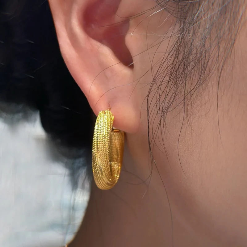 ✨ Classic Copper Clip-On Earrings for Women – Elegant Round Fashion Jewelry | Trendy Party & Holiday Gift