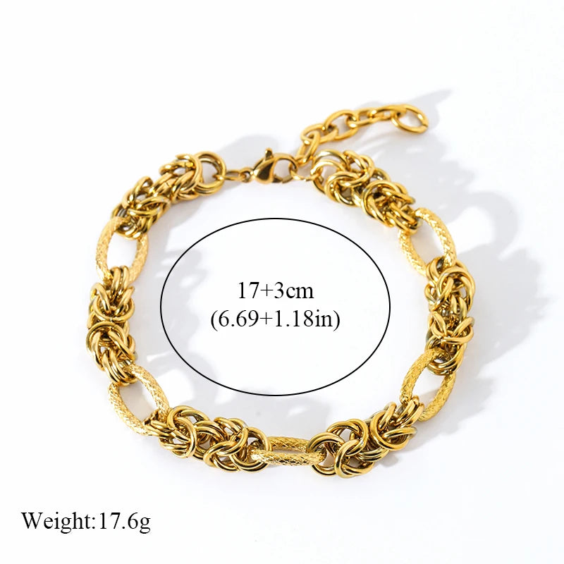EILIECK 316L Stainless Steel Twisted Bracelet Bangle for Women – Trendy 18K Gold Plated, Waterproof Chain Jewelry, Party & Gift