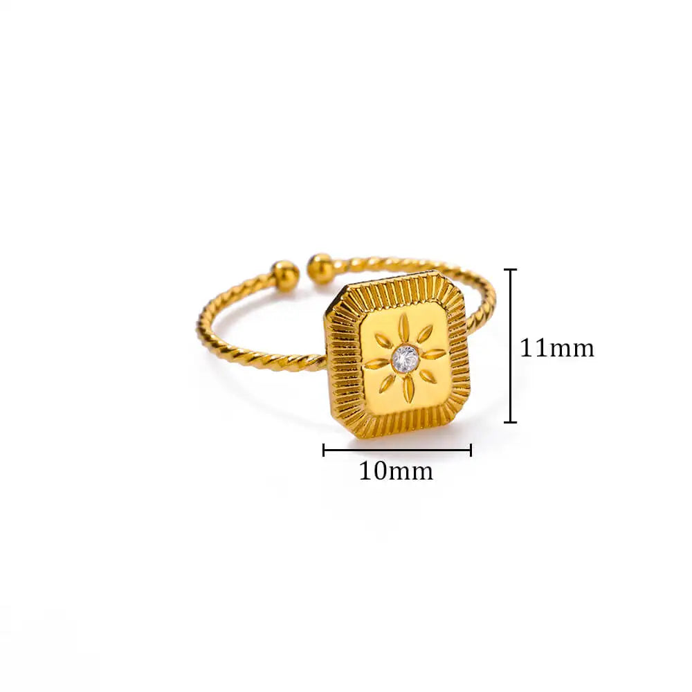 Minimalist Irregular Geometric Gold Stainless Steel Adjustable Open Ring for Women