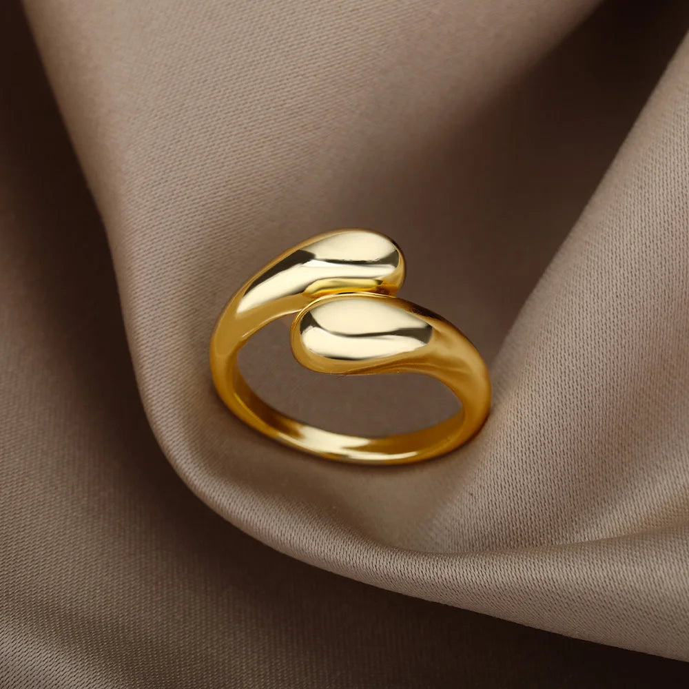 Stainless Steel Rings for Women – 2024 Trend Gold Color Wedding & Couple Jewelry – Free Shipping