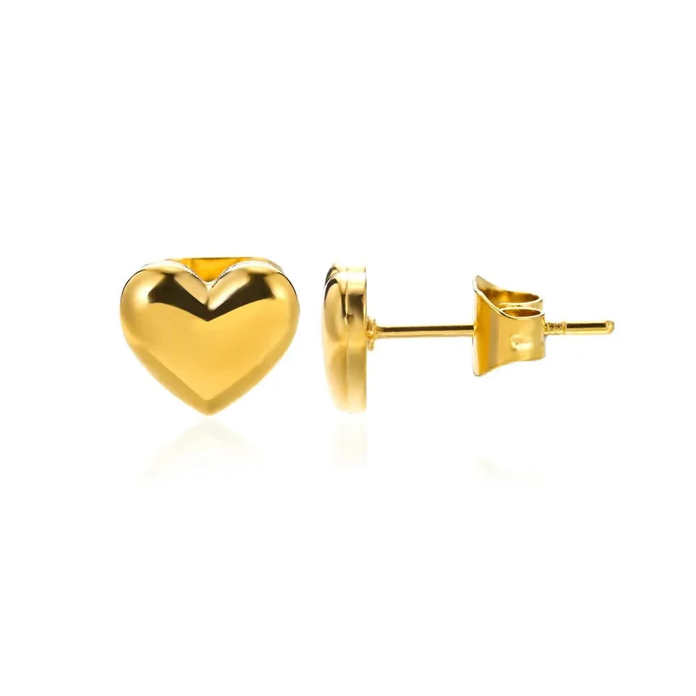 ✨ Hollow Zircon Heart Earrings for Women – Gold Stainless Steel Luxury Studs | Wedding, Couple & Gift Jewelry
