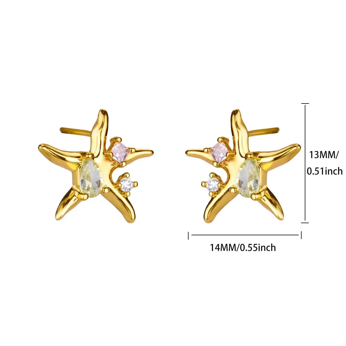 ✨ Vintage Starfish Stud Earrings for Women – Gold Stainless Steel Ocean-Inspired Jewelry | Summer Party & Gift 2025