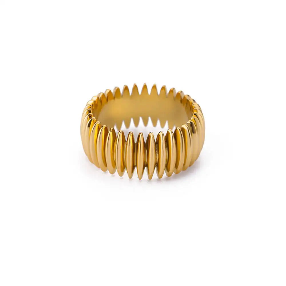 Vintage Gold Bullet Ring – Stainless Steel Geometric Punk Style Jewelry for Women