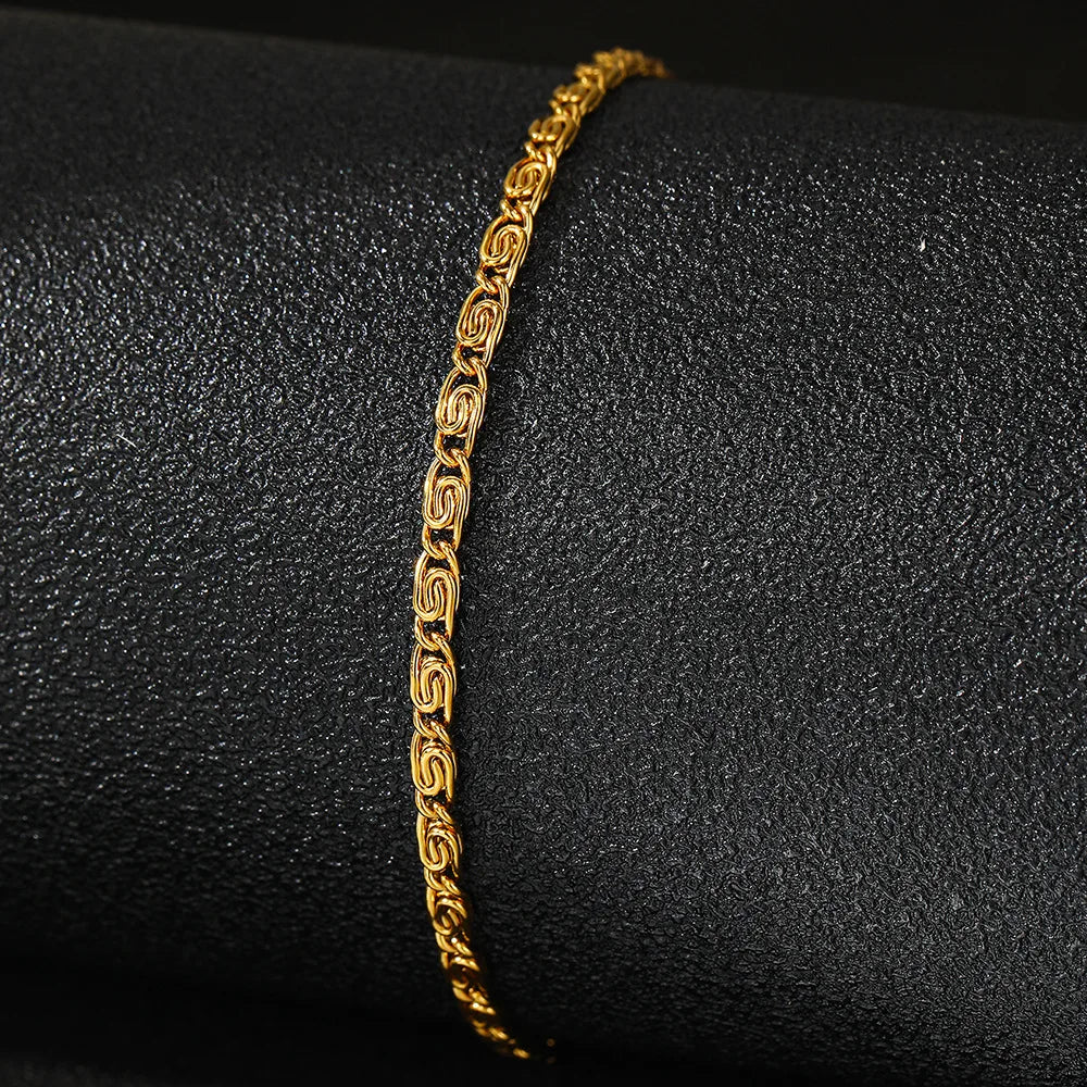 FTCY Stainless Steel Chain Bracelet | Gold Color Lightweight Women’s Bracelet & Anklet | Luxury Everyday Jewelry