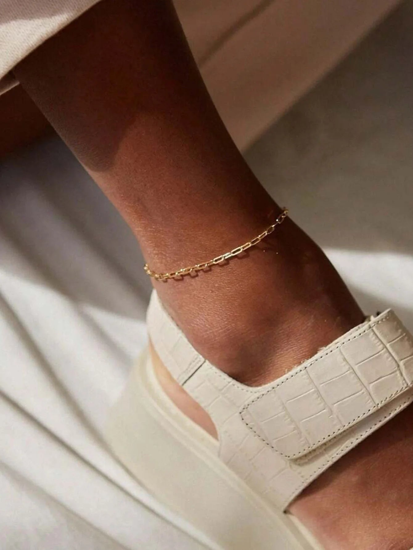 ✨ Minimalist Paperclip Chain Anklet for Women | Stainless Steel Gold Link Chain Bracelet | Trendy Jewelry Gift for Mom