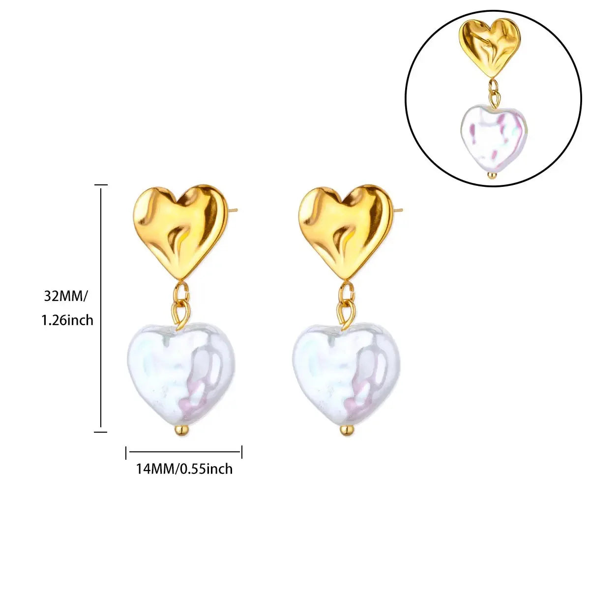 ✨ Hollow Zircon Heart Earrings for Women – Gold Stainless Steel Luxury Studs | Wedding, Couple & Gift Jewelry