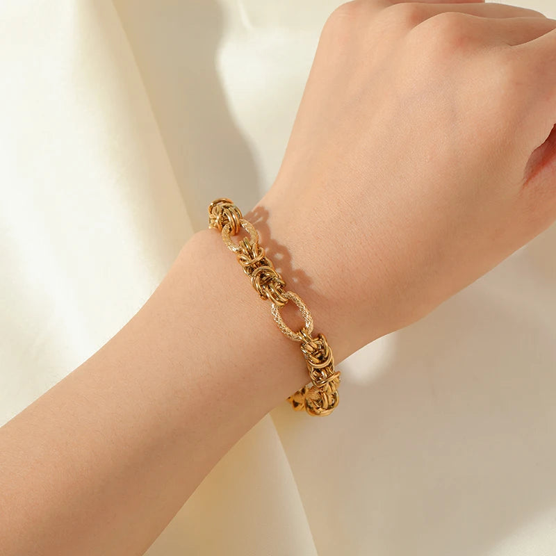 EILIECK 316L Stainless Steel Twisted Bracelet Bangle for Women – Trendy 18K Gold Plated, Waterproof Chain Jewelry, Party & Gift