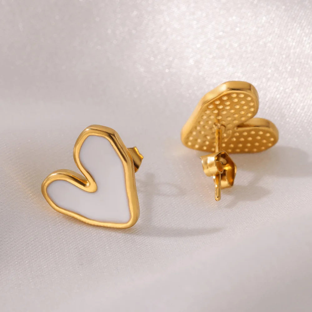 ❤️ Minimalist Heart Stud Earrings for Women | Stainless Steel Aesthetic Jewelry | Wedding & Christmas Gift Accessories
