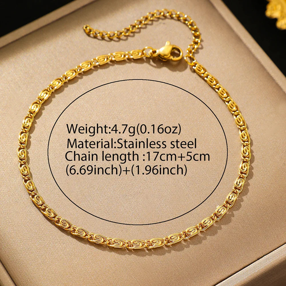 FTCY Stainless Steel Chain Bracelet | Gold Color Lightweight Women’s Bracelet & Anklet | Luxury Everyday Jewelry