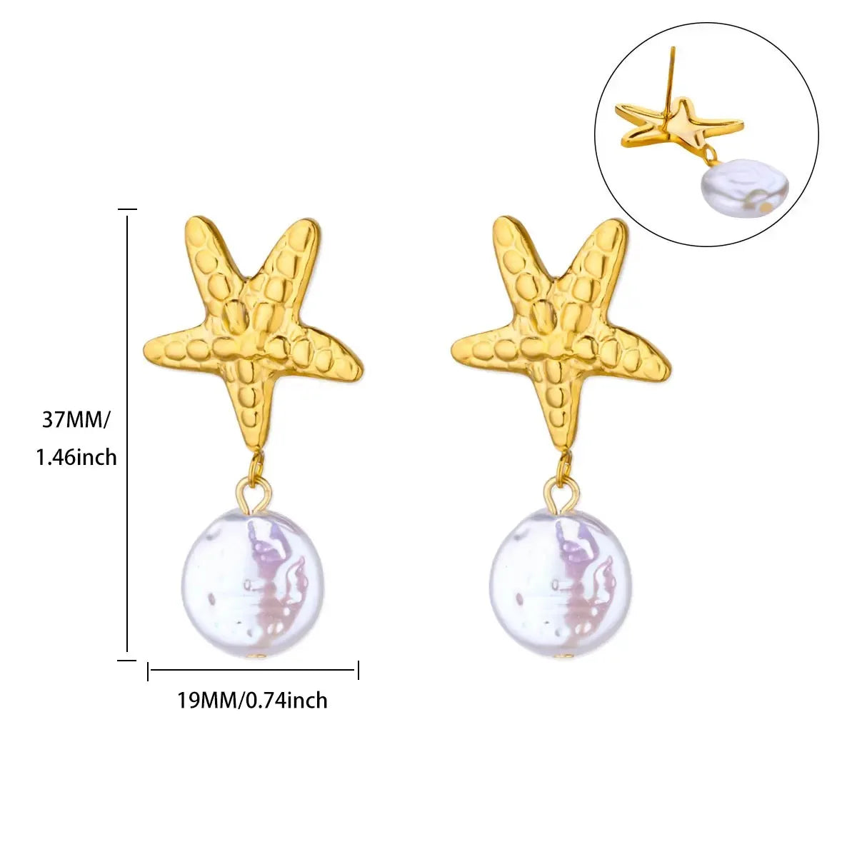 ✨ Vintage Starfish Stud Earrings for Women – Gold Stainless Steel Ocean-Inspired Jewelry | Summer Party & Gift 2025