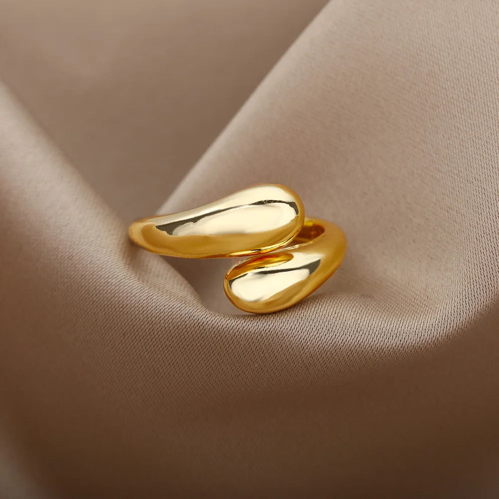 Stainless Steel Rings for Women – 2024 Trend Gold Color Wedding & Couple Jewelry – Free Shipping