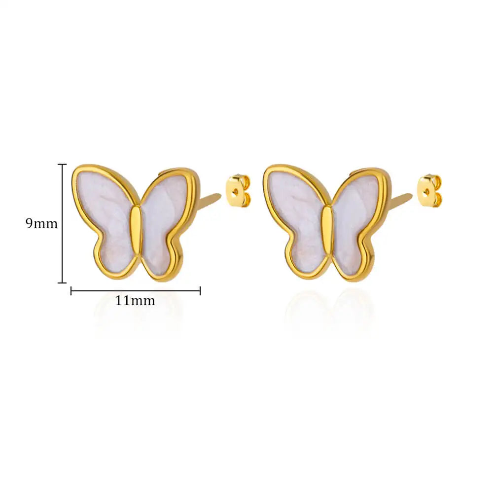 ✨ Elegant White Butterfly Stud Earrings – Stainless Steel Jewelry for Women | Aesthetic Wedding & Gift Accessory