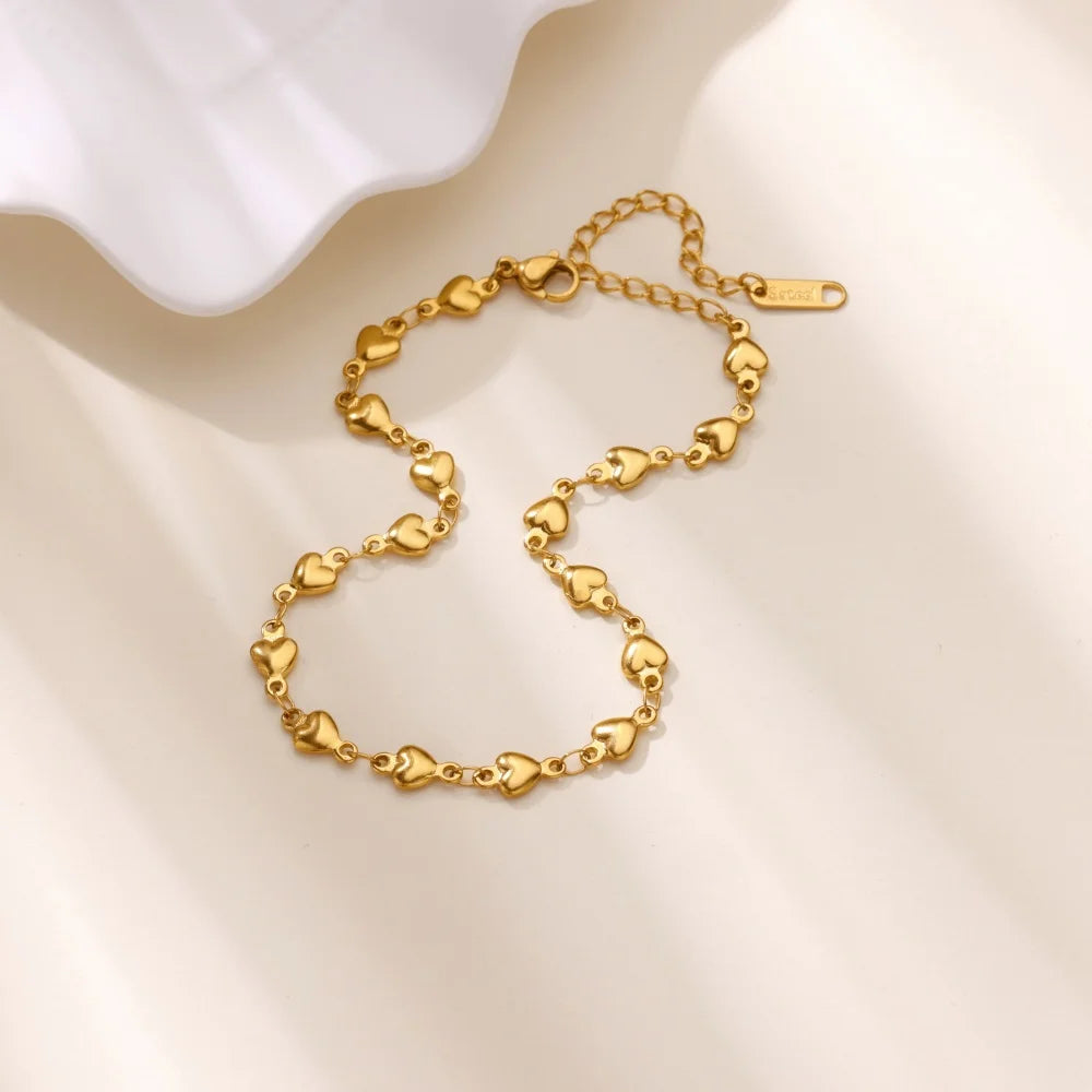❤️ Stainless Steel Heart Bracelet for Women | Gold Color Geometric Link Chain | Waterproof Fashion Jewelry Gift