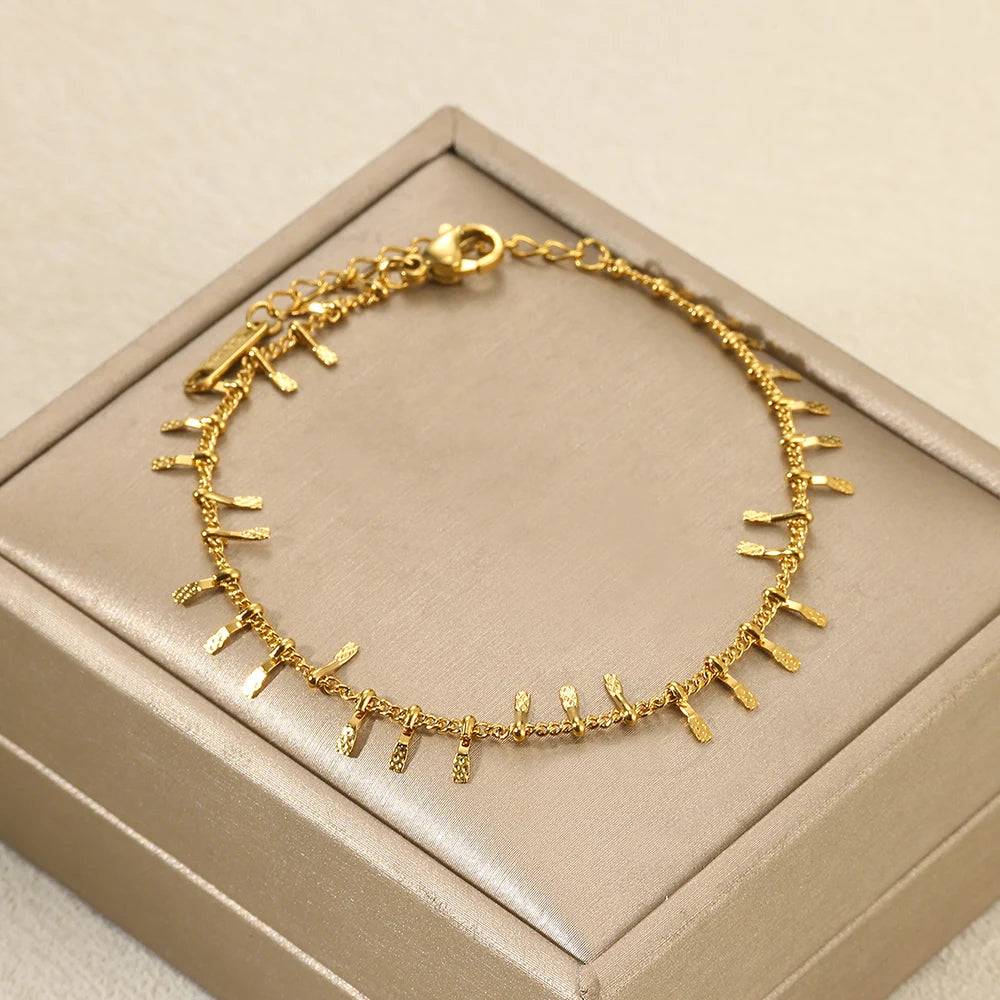 ✨ 316L Stainless Steel Anklet for Women | Gold Geometric Adjustable Chain | Summer Beach Wedding Jewelry Gift