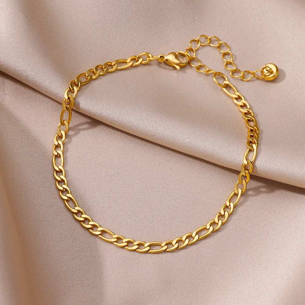 ✨ Minimalist Paperclip Chain Anklet for Women | Stainless Steel Gold Link Chain Bracelet | Trendy Jewelry Gift for Mom