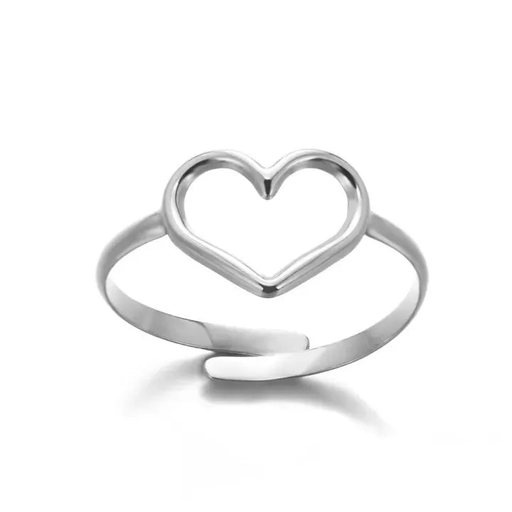 Zircon Little Heart Ring – Minimalist Gold-Plated Stainless Steel Women’s Jewelry Gift