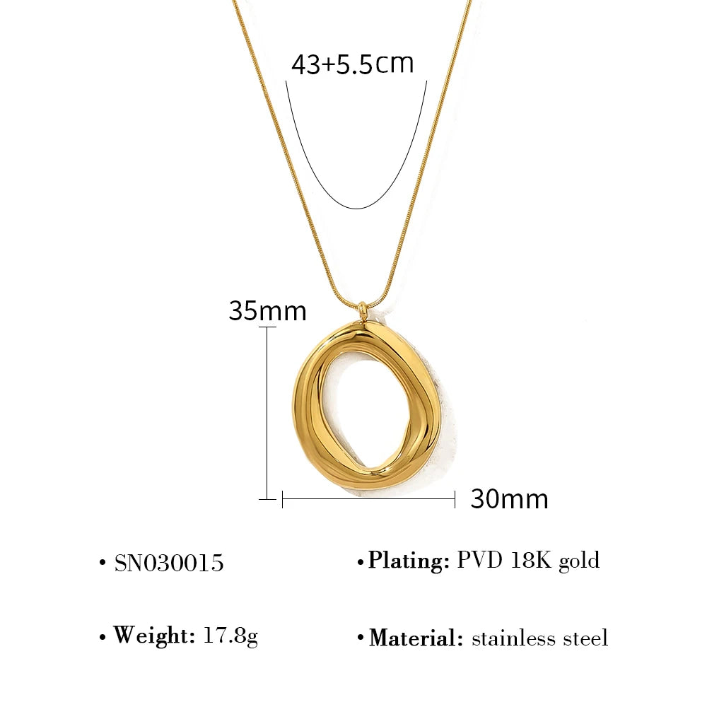 ✨ WILD & FREE Stainless Steel Irregular Pendant Necklace for Women | Snake Bone Chain | 18K Gold Plated Trendy Jewelry