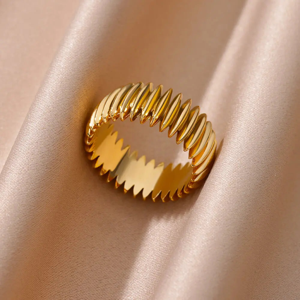 Vintage Gold Bullet Ring – Stainless Steel Geometric Punk Style Jewelry for Women