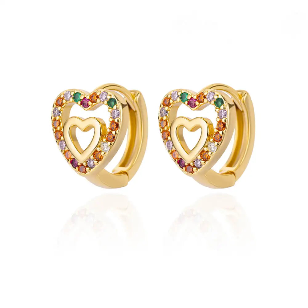 ✨ Hollow Zircon Heart Earrings for Women – Gold Stainless Steel Luxury Studs | Wedding, Couple & Gift Jewelry