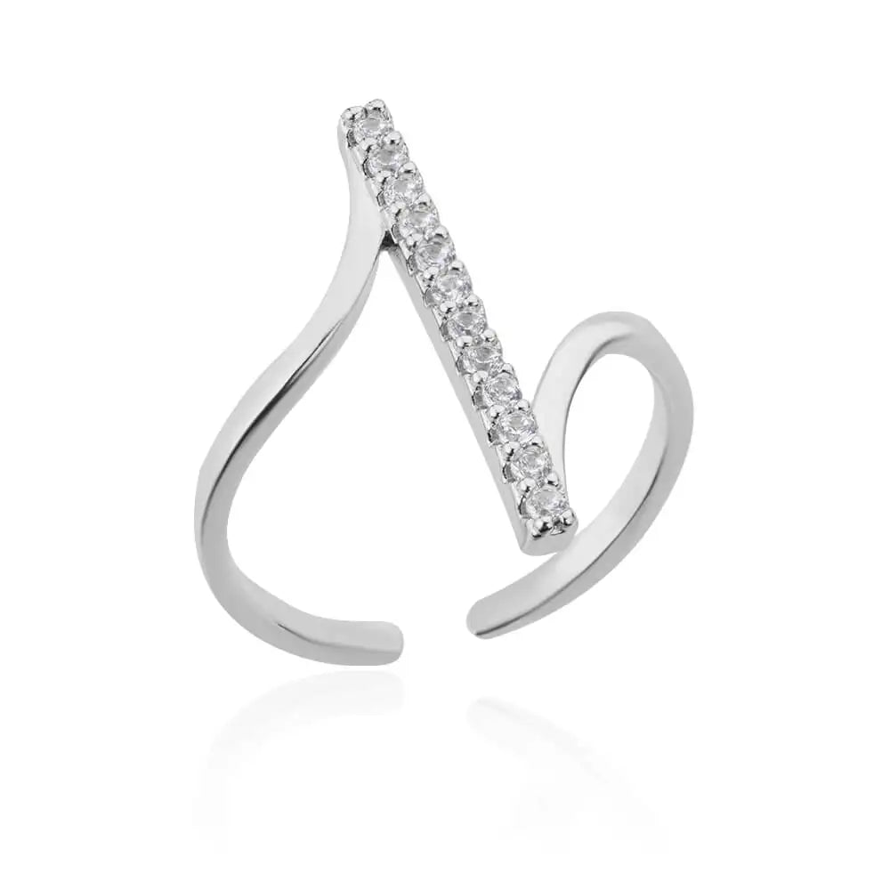 Luxury Gold Geometric Zircon Open Ring – 18K Plated Stainless Steel Wedding & Party Jewelry for Women