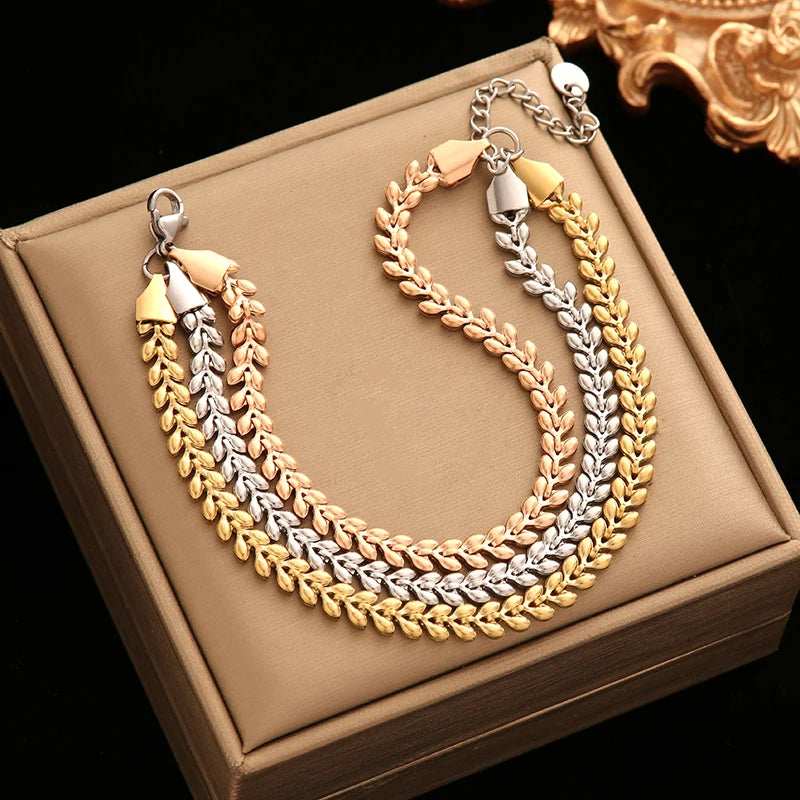 EILIECK 316L Stainless Steel Twisted Bracelet Bangle for Women – Trendy 18K Gold Plated, Waterproof Chain Jewelry, Party & Gift