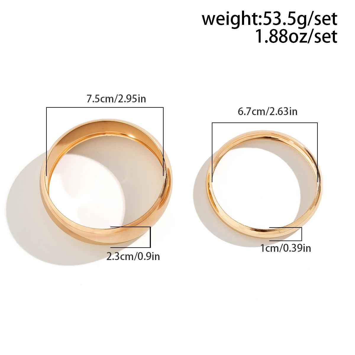 2Pcs Punk Classic Gold Wide Bangles for Women – Exaggerated Heavy Metal Big Bracelet Set | Luxury Wedding & Party Jewelry