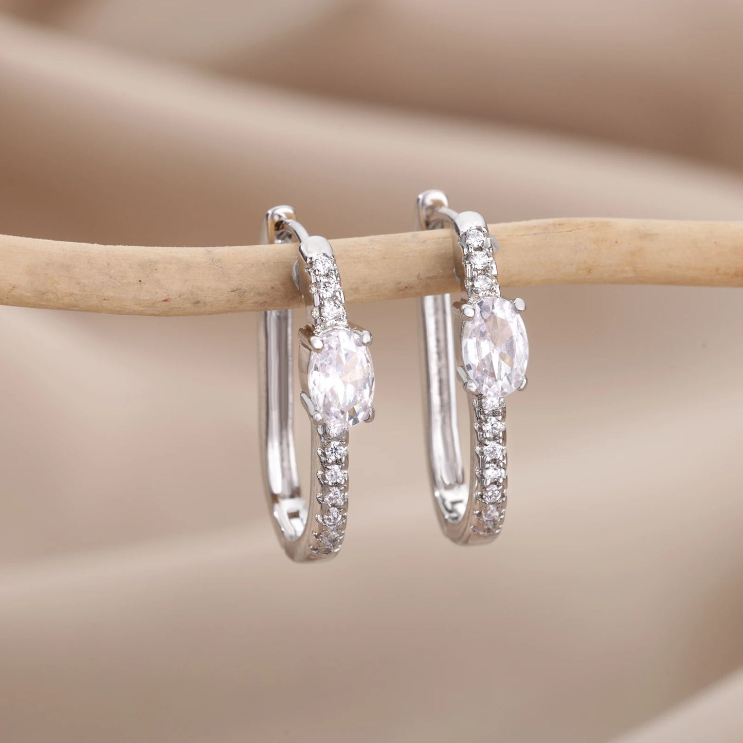 ✨ Minimalist Zircon Irregular Stud Earrings – Stainless Steel Round Fashion Jewelry for Women | Party, Wedding & Gift