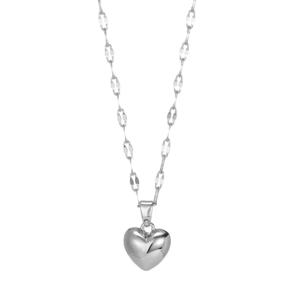 ✨ Stainless Steel Love Heart Pendant Necklace for Women – 2025 Trendy Lip Chain Jewelry | Minimalist Gift with Free Shipping