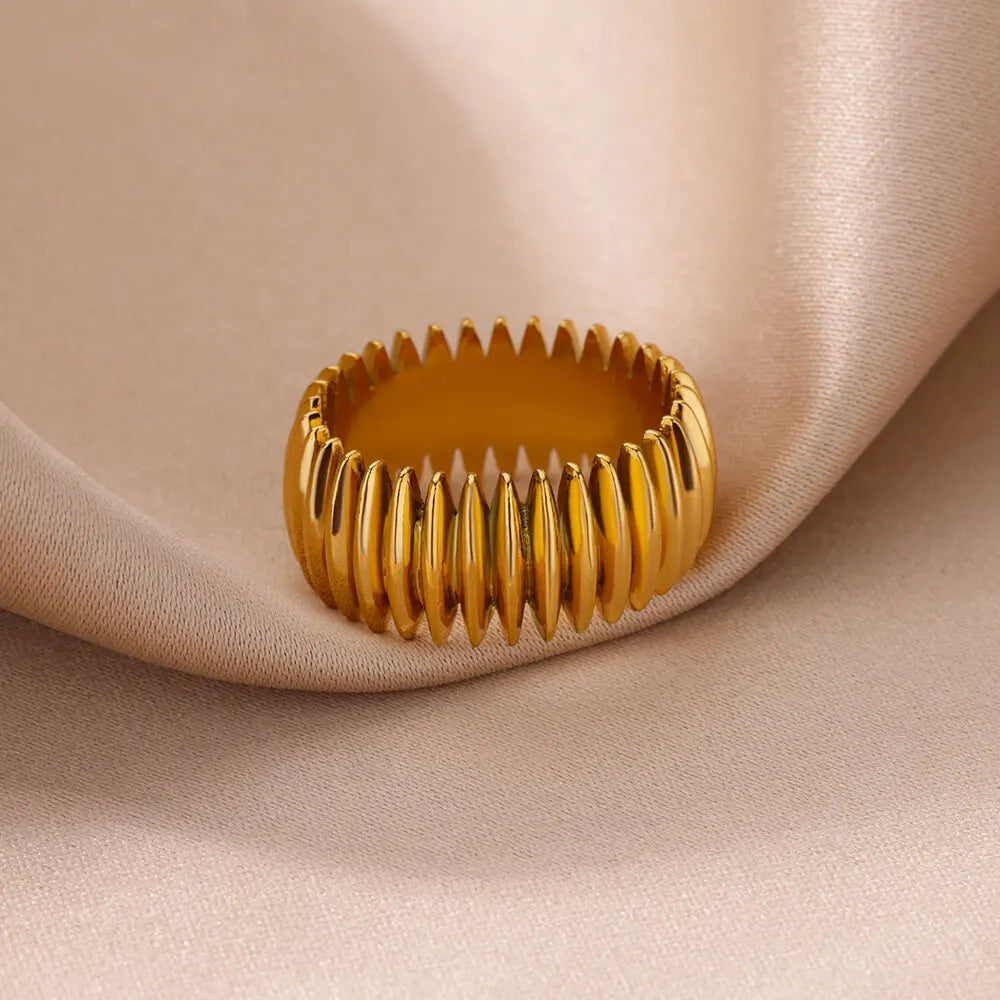 Vintage Gold Bullet Ring – Stainless Steel Geometric Punk Style Jewelry for Women