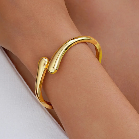 Hot Sale Water Drop Bangle Bracelet for Women – Exaggerated Smooth Surface Adjustable Metal Cuff | Punk Style Fashion Jewelry